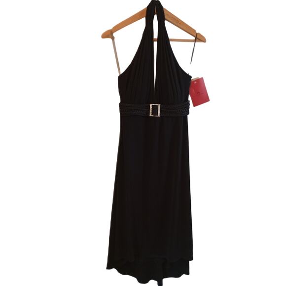 JS Collection Womens Black Halter Top Cocktail Midi Dress Size 14 - Picture 1 of 13